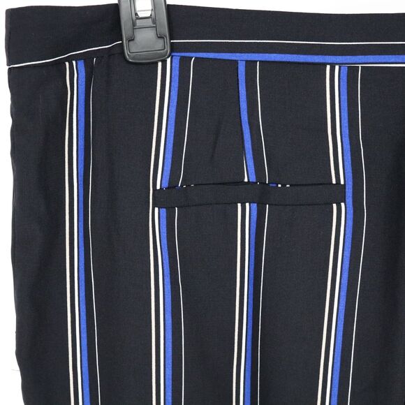 Tahari Dress Pants Womens 16 Black Blue Stripe Wide Leg Lightweight ASL - Picture 8 of 12